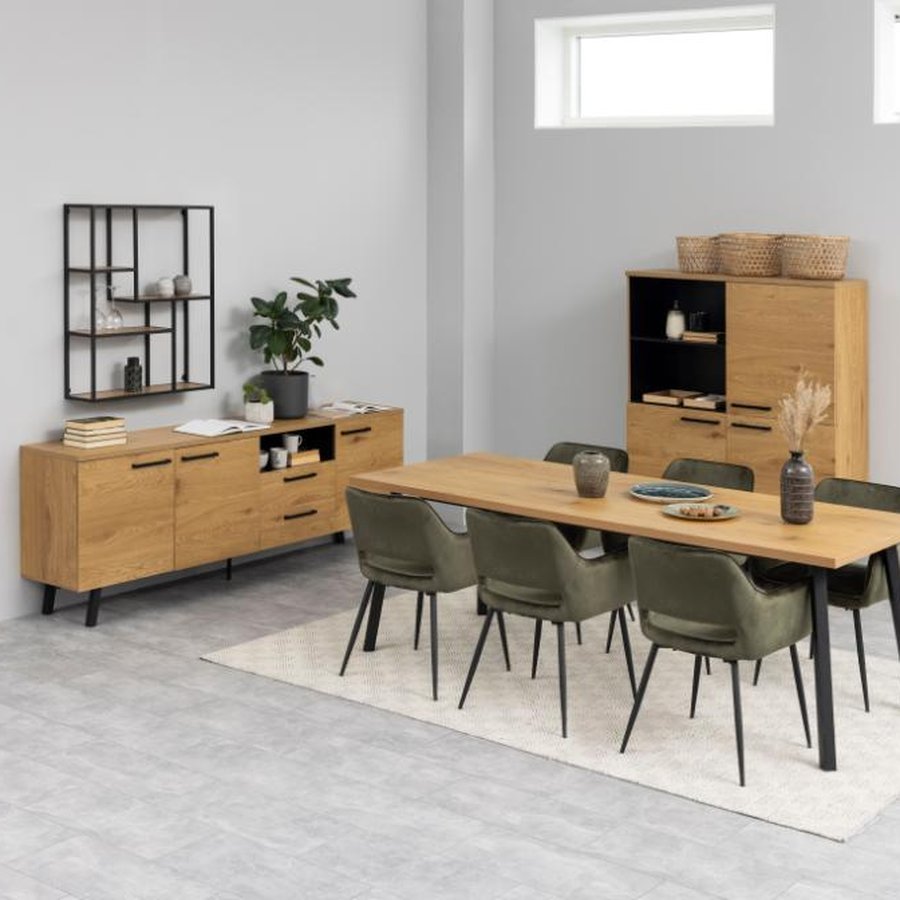 miljoe-ranja-spisebordsstol-i-olivengrn-stof-med-armln-og-stel-i-sort-stl-fra-0000104975-2 Ranja Spisebordsstol Olivengrøn Stof Armlæn Stel