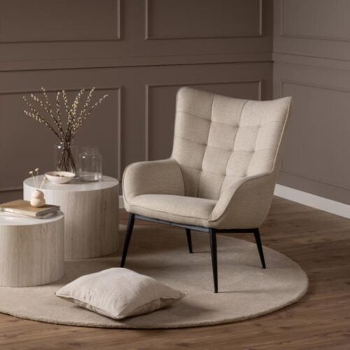 Redding Hvilestol Beige Stof Tuftinger Firkantede