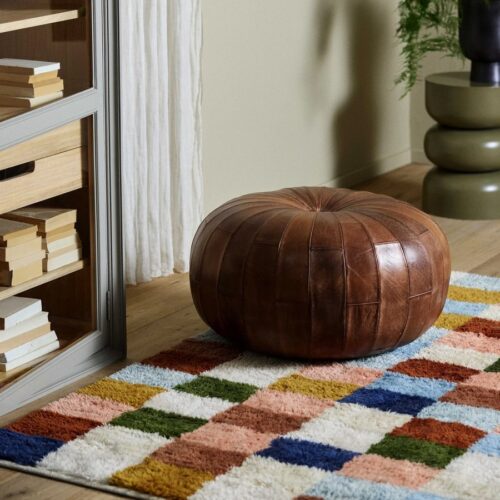 RUGBY Puf i Bøffellæder med Finish i Klar Voks fra Nordal | Ø71x39 cm hos uniquebeds, home & living - Billede 2