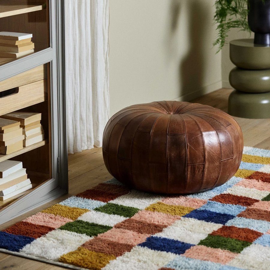 RUGBY Puf i Bøffellæder med Finish i Klar Voks fra Nordal | Ø71x39 cm hos uniquebeds, home & living - Billede 2