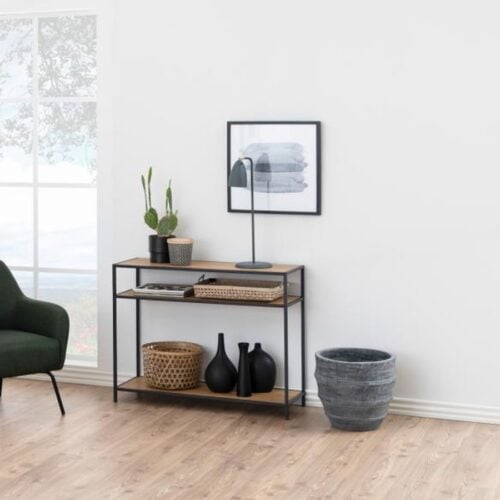 Seaford Konsolbord Vild Egetræ Stel Sort