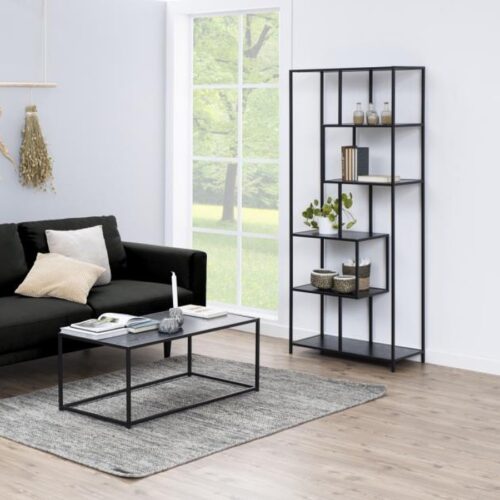 Seaford Reol Sort Ask Melamin Asymmetrisk