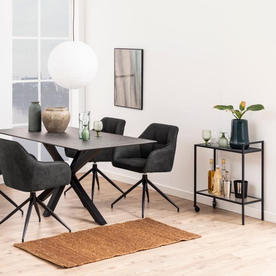 Seaford Rullebord Klar Sort Glas Bløde