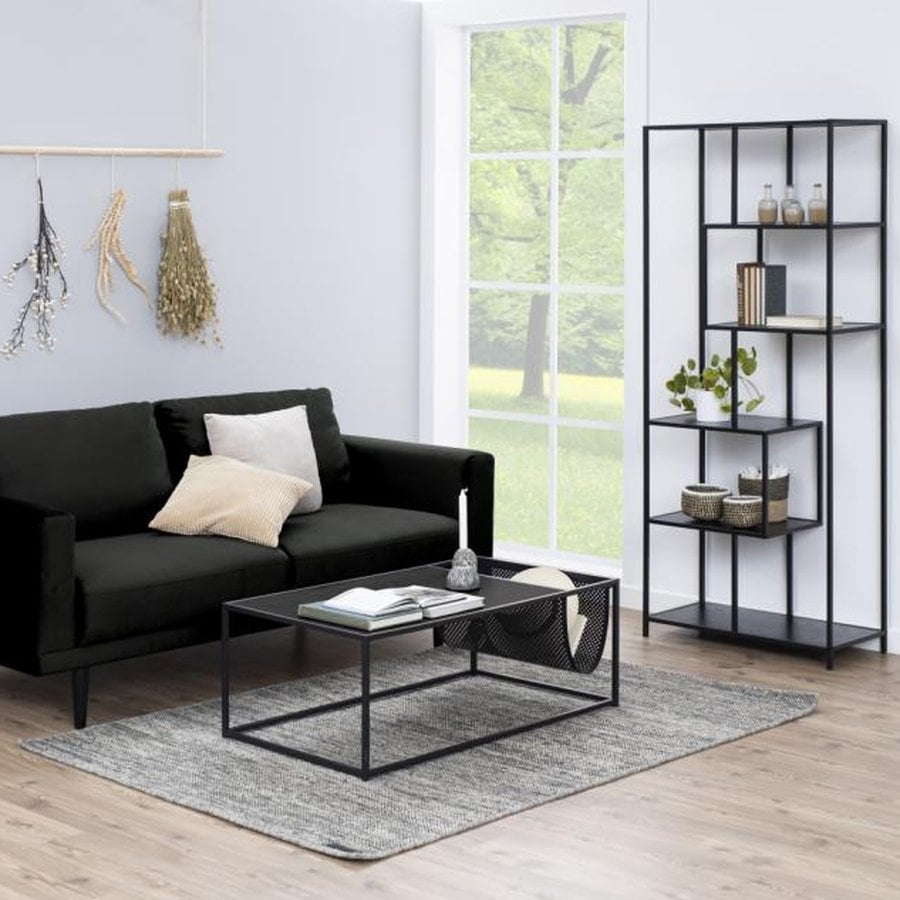 Seaford Sofabord Sort Ask Melamin Magasinholder