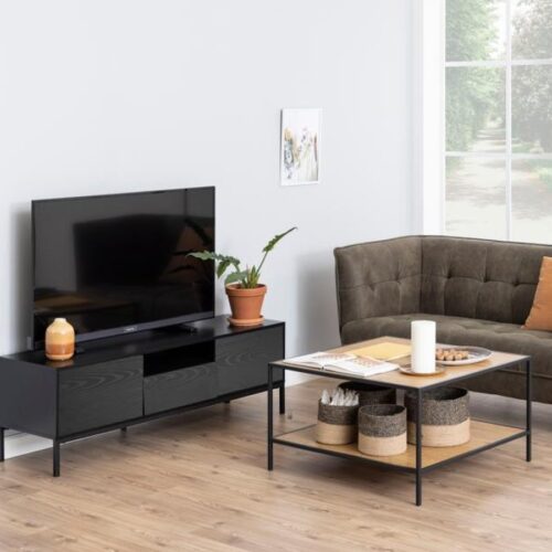 Seaford Tv Bord Sort Mdf Stel
