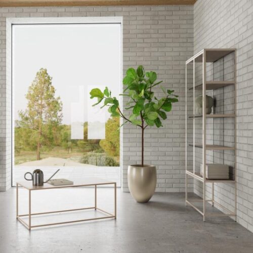 Seaford Vitrine Grå Stål Klar Glasdøre