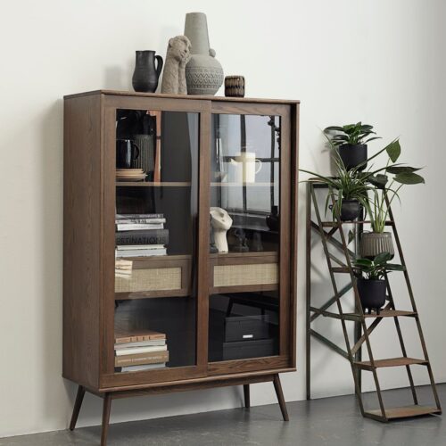 Shenzhen Vitrineskab Røget Egetræ Glas