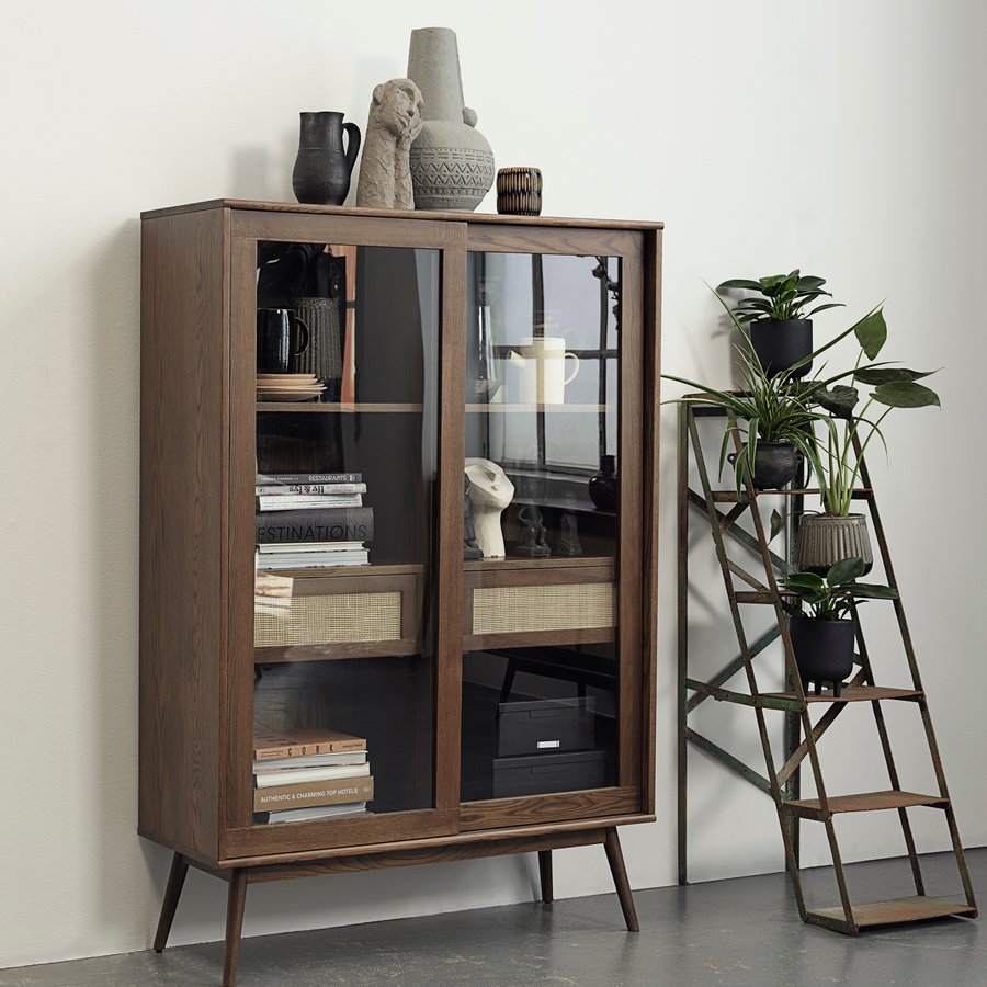 Shenzhen Vitrineskab Røget Egetræ Glas