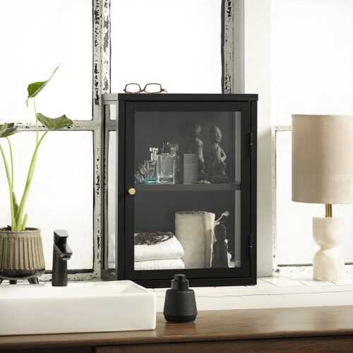 Surat Vægskab Sort Stål Guldhåndtag Front