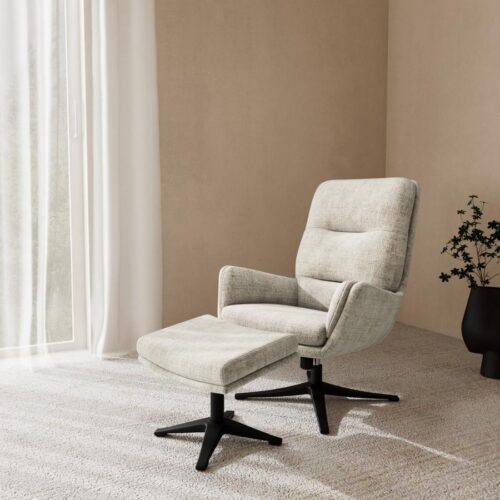 Suton Recliner Fodskammel Beige Stof Drejefunktion