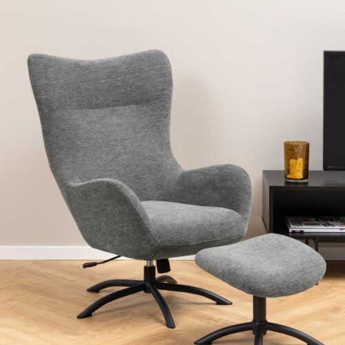 Talgarth Recliner Antracit Stof Fodskammel Stel