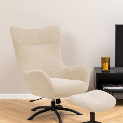 Talgarth Recliner Fodskammel Creme Stof Stel