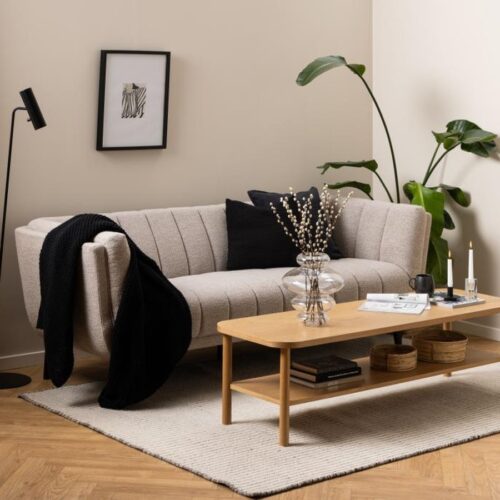 Tampa Personers Sofa Beige Stof Lodret