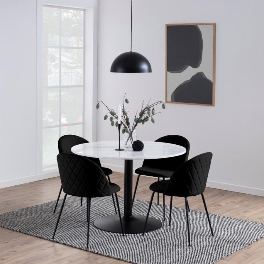 Tarifa Spisebord Hvid Marmor Trompet Stel