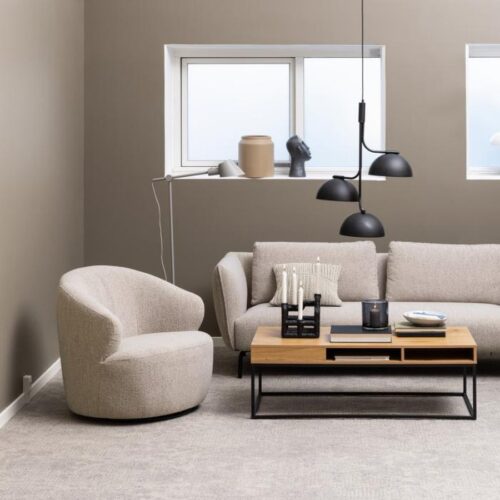 Westport Lounge Stol Beige Stof Armlæn