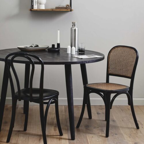 WICKY Spisebordsstol i Sortlakeret Birketræ med Sæde & Ryg i Flet fra Nordal | 50x44x86 cm hos uniquebeds, home & living - Billede 3
