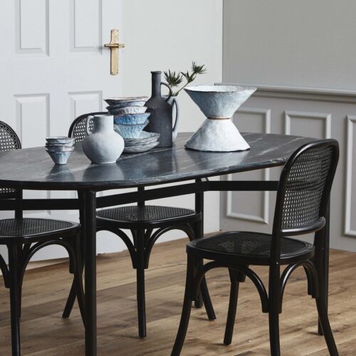 WICKY Spisebordsstol i Sortlakeret Birketræ med Sæde & Ryg i Sort Flet fra Nordal | 50x44x86 cm hos uniquebeds, home & living - Billede 4