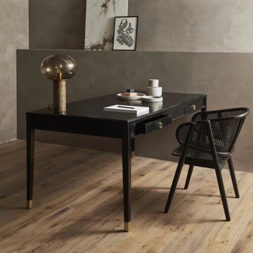 WICKY Spisebordsstol med Armlæn i Sortlakeret Birketræ & Ryg i Sort Flet fra Nordal | 50x44x86 cm hos uniquebeds, home & living - Billede 3