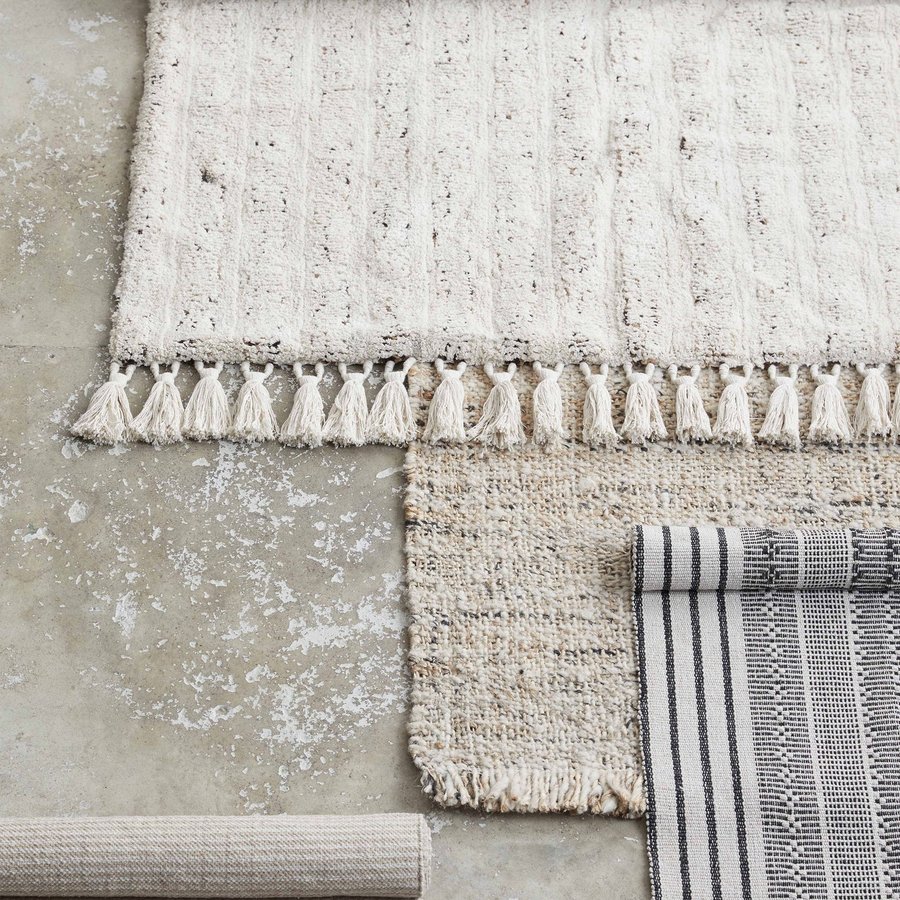 ZARAH Gulvtæppe med Stribet Mønster fra Nordal | 70x160 cm | Beige hos uniquebeds, home & living - Billede 1