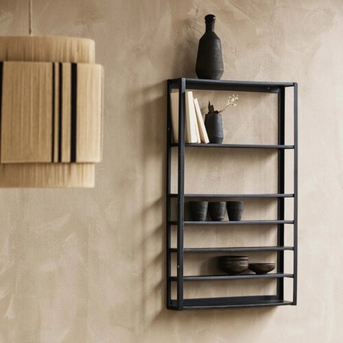 ZAROS Hylde i Sort Metal med Hylder i Mangotræ fra Nordal | 61x12x100 cm hos uniquebeds, home & living - Billede 2