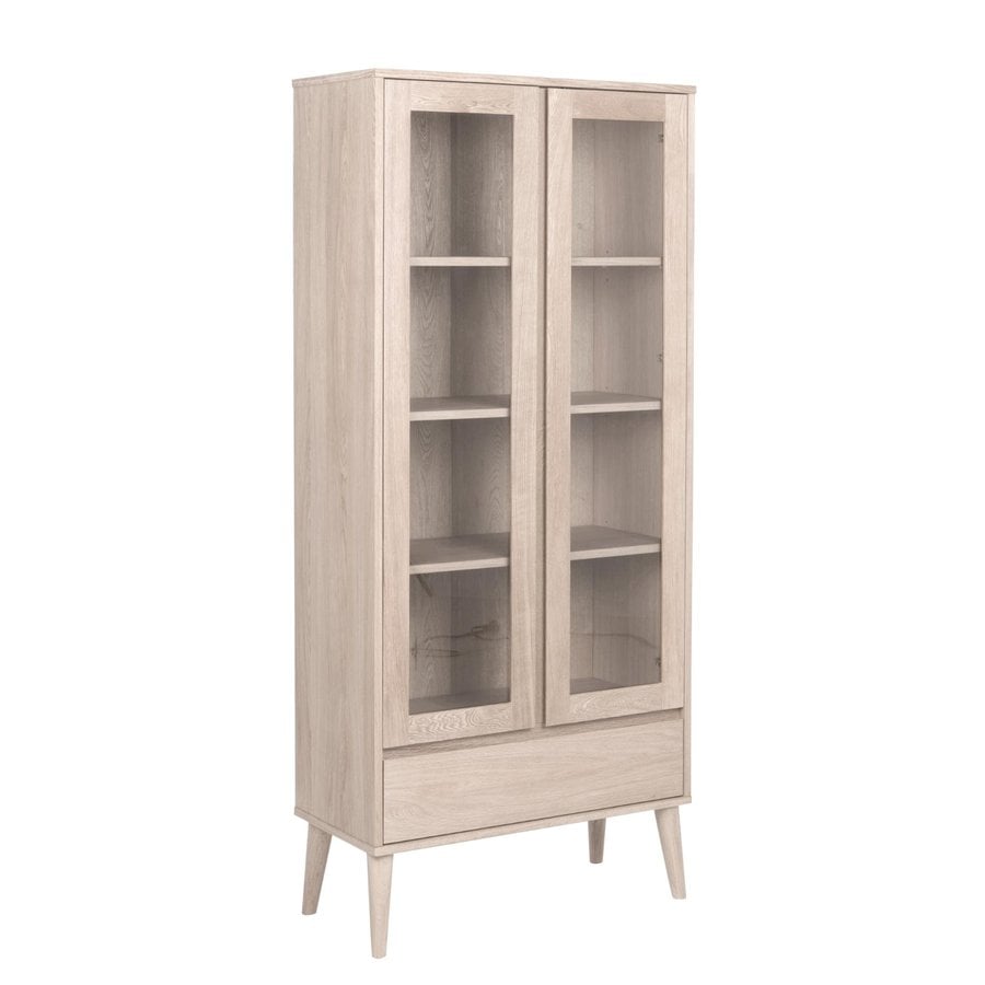Nagano Vitrine Hvidpigmenteret Egetræ Klar Glas