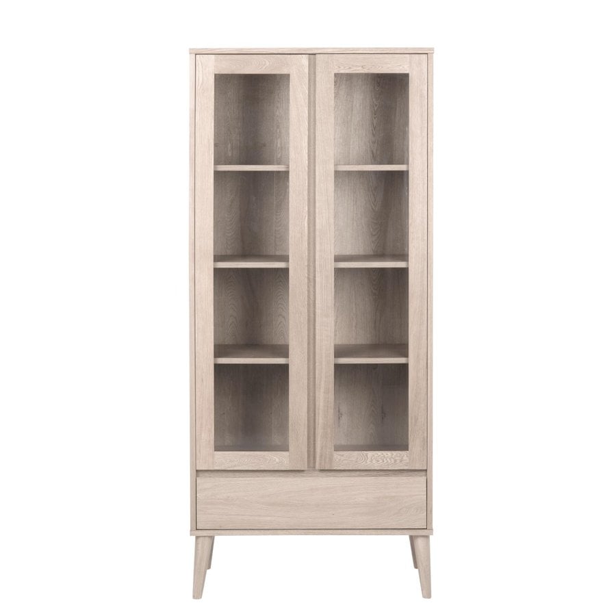 Nagano Vitrine Hvidpigmenteret Egetræ Klar Glas
