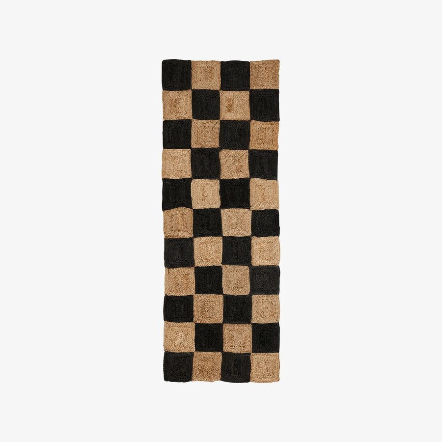 nanea-gulvtppe-i-100-jute-med-ternet-mnster-fra-nordal-70x200-cm-brun-1 NANEA Gulvtæppe i 100% Jute med Ternet Mønster fra Nordal | 70x200 cm | Brun, Sort hos uniquebeds, home & living - Billede 1