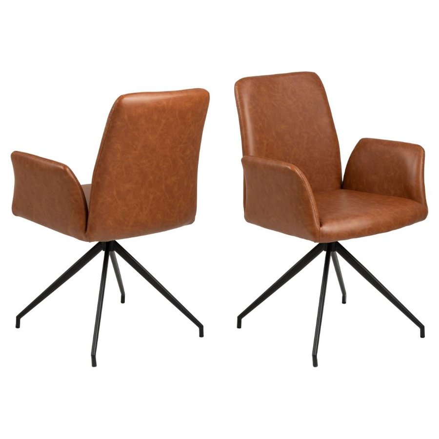 naya-spisebordsstol-i-cognac-pu-retro-med-armln-og-stel-i-sort-stl-fra-0000082020-2 Naya Spisebordsstol Cognac Pu Retro Armlæn