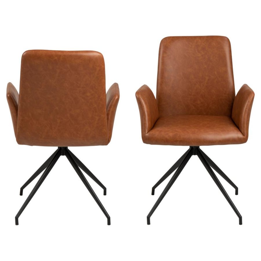 naya-spisebordsstol-i-cognac-pu-retro-med-armln-og-stel-i-sort-stl-fra-0000082020-3 Naya Spisebordsstol Cognac Pu Retro Armlæn