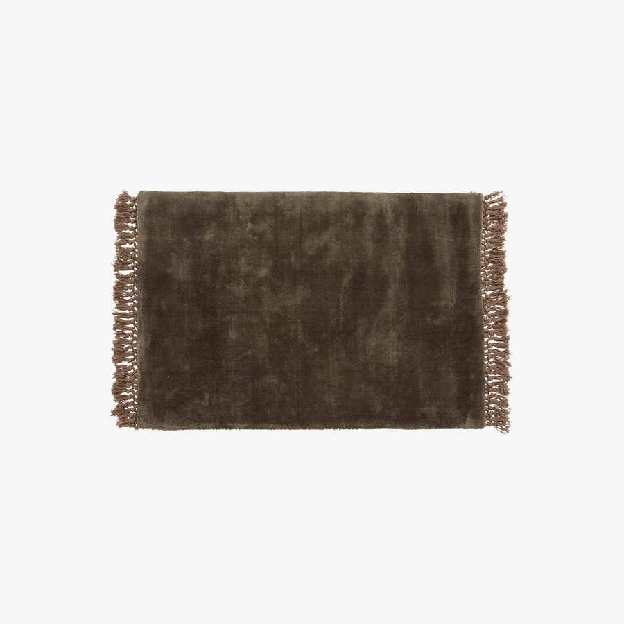 NOBLE Gulvtæppe i Håndtuftet Viskose med Frynser fra Nordal | 60x90/75x200 cm | Varm Grå hos uniquebeds, home & living - Billede 1