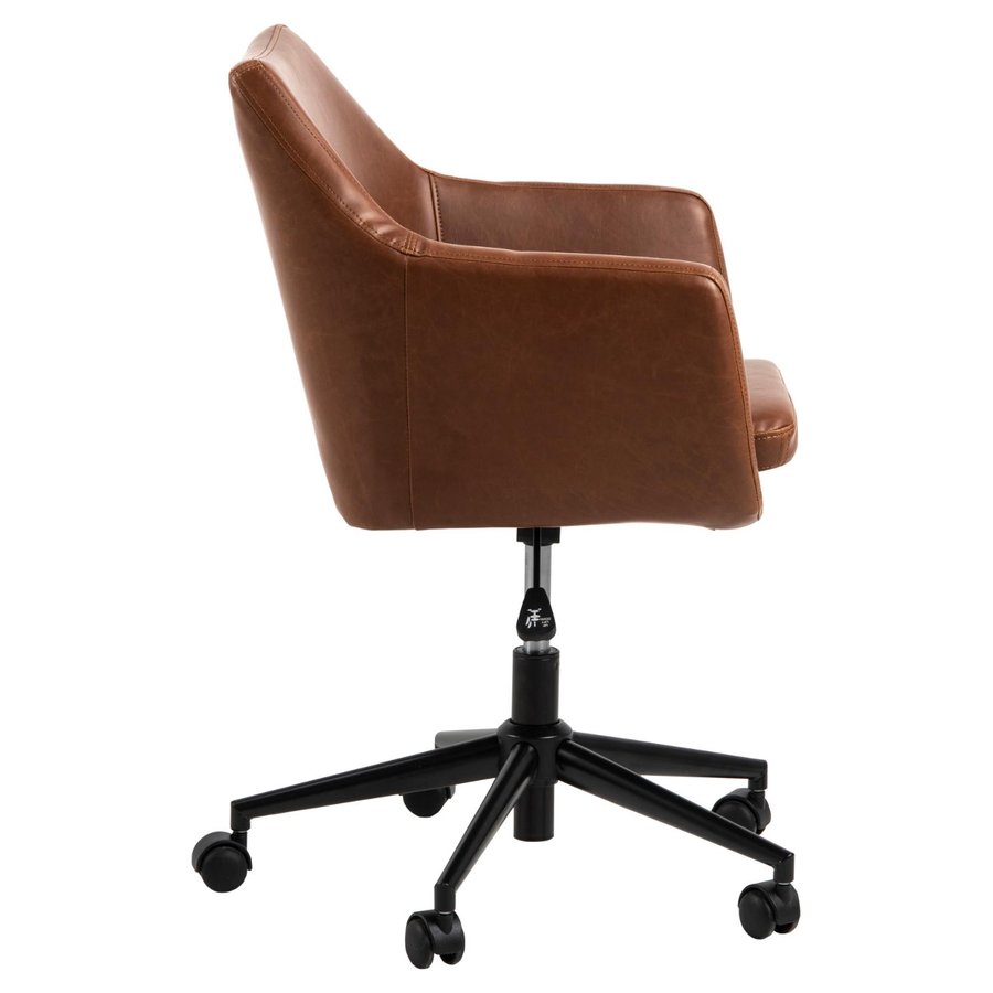 nora-skrivebordsstol-i-cognac-lderlook-med-armln-og-stel-i-sort-stl-fr-0000086938-4 Nora Skrivebordsstol Cognac Læderlook Armlæn Stel