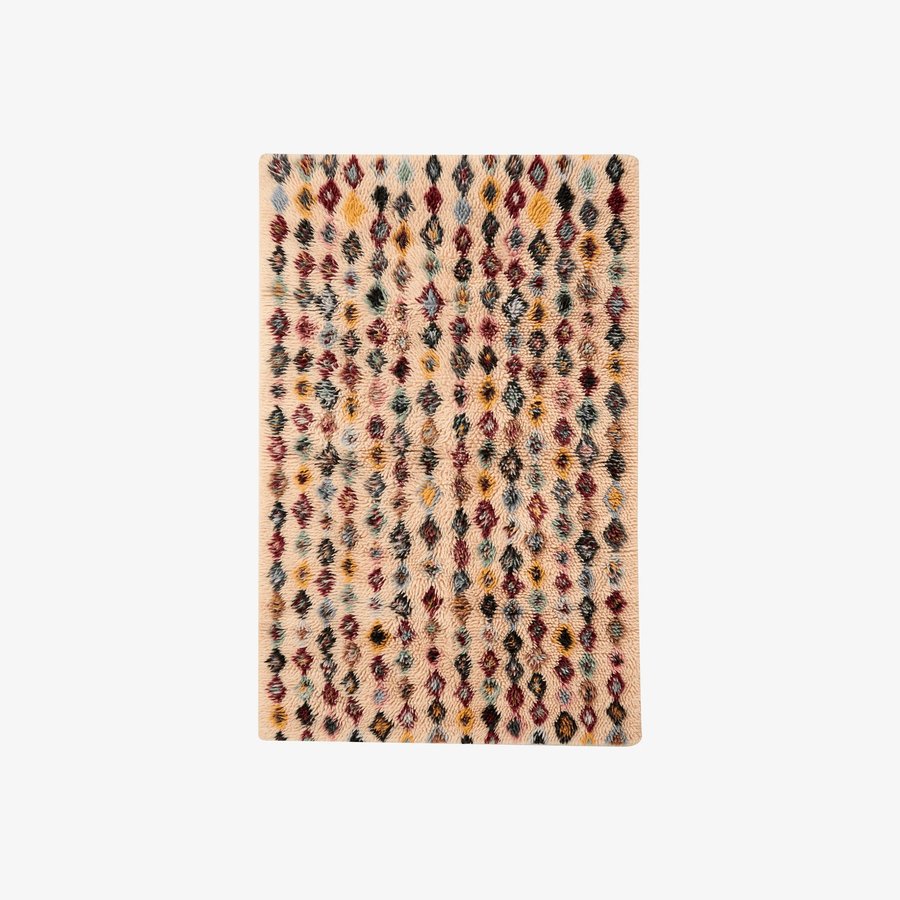 POPPY Gulvtæppe i Uldblanding med Diamant Mønster fra Nordal | 140x200 cm | Multifarvet hos uniquebeds, home & living - Billede 1