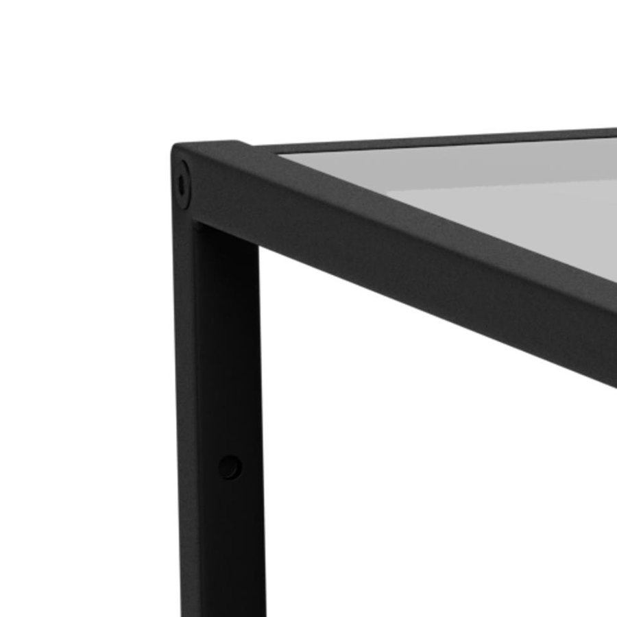 Randolf Firkantet Natbord Røgfarvet Glas Sort