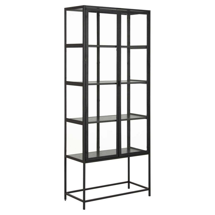 Seaford Vitrine Sort Stål Klar Glas