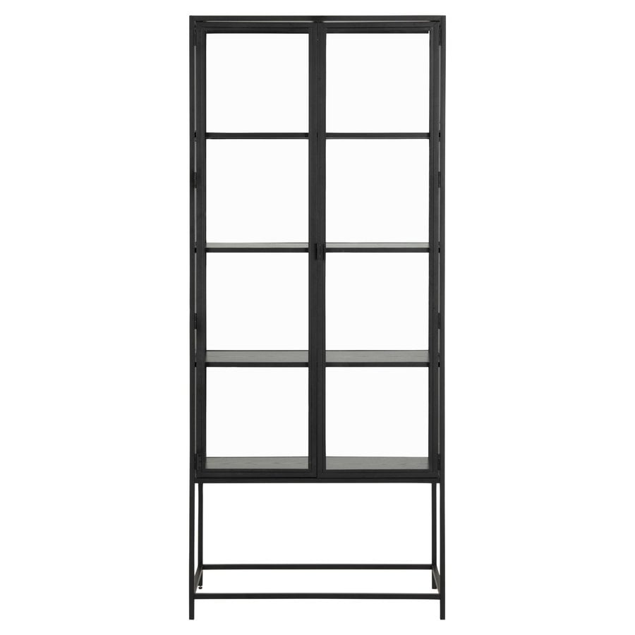 Seaford Vitrine Sort Stål Klar Glas