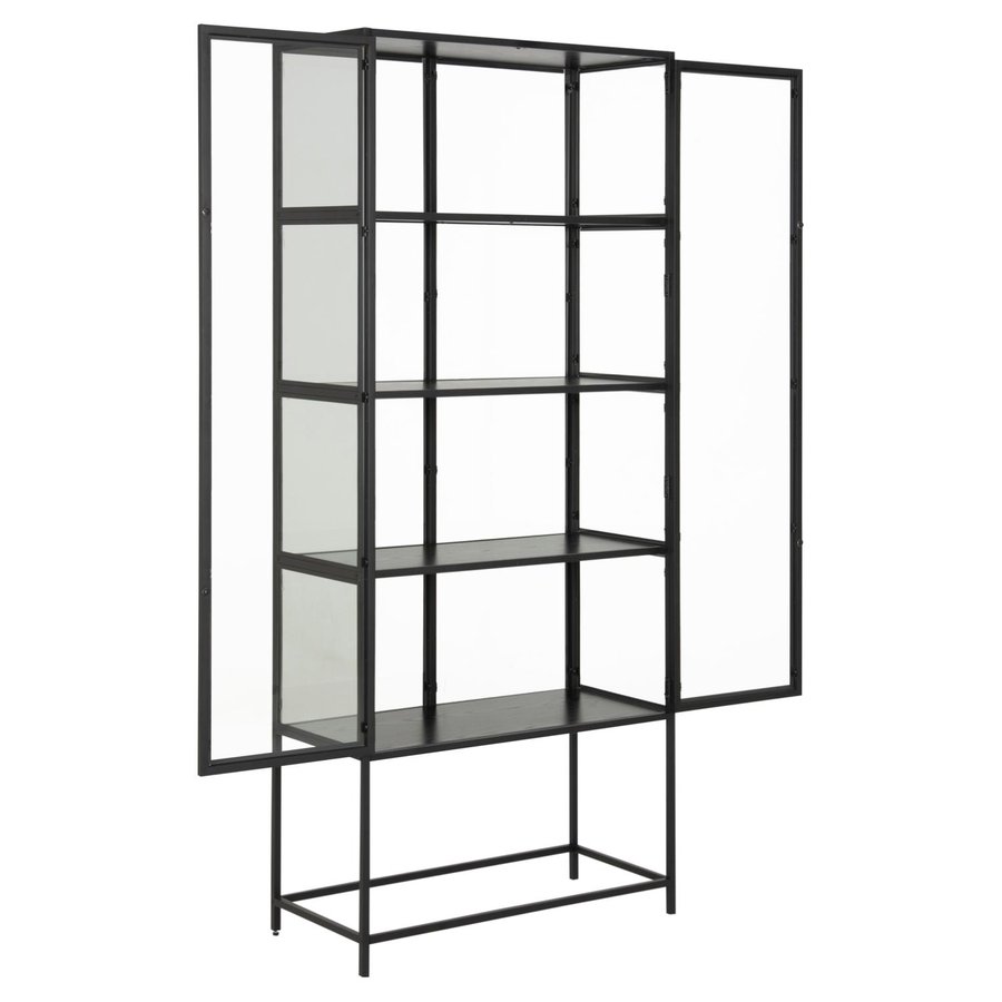Seaford Vitrine Sort Stål Klar Glas