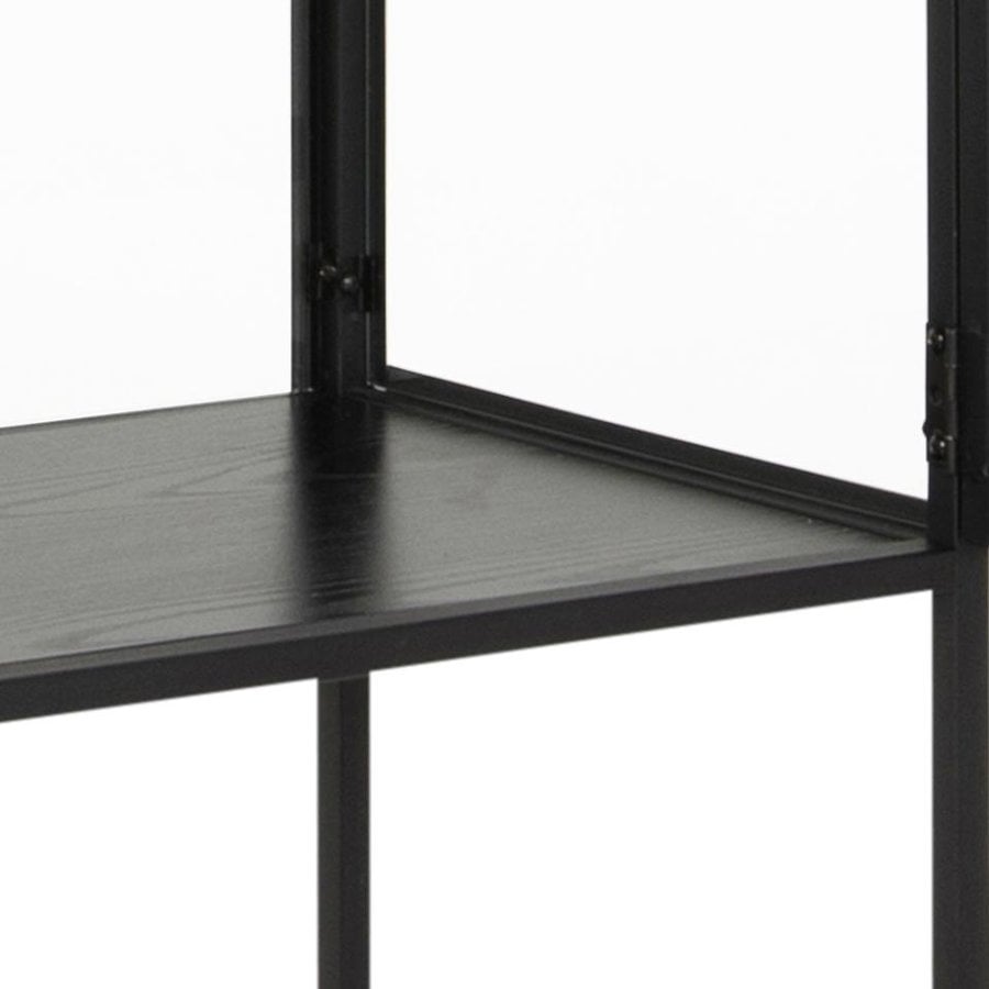 Seaford Vitrine Sort Stål Klar Glas