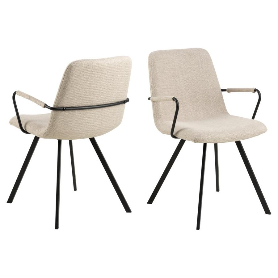 Selina Spisebordsstol Beige Stof Armlæn Stel