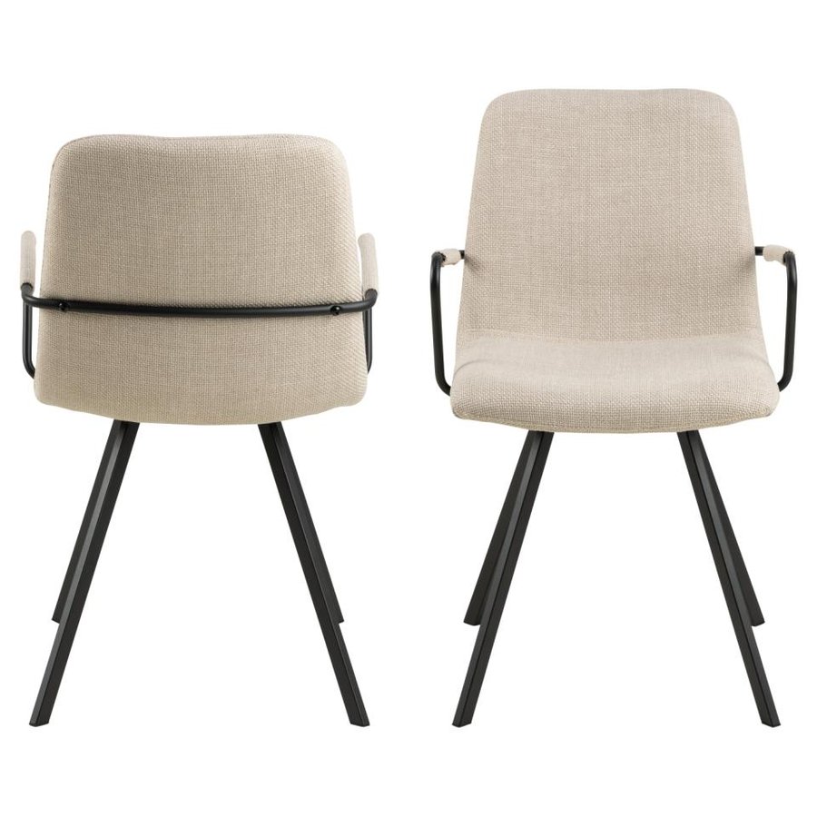 Selina Spisebordsstol Beige Stof Armlæn Stel