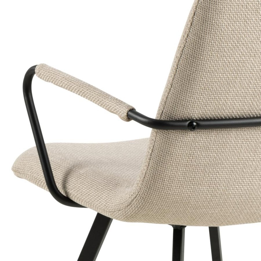 Selina Spisebordsstol Beige Stof Armlæn Stel