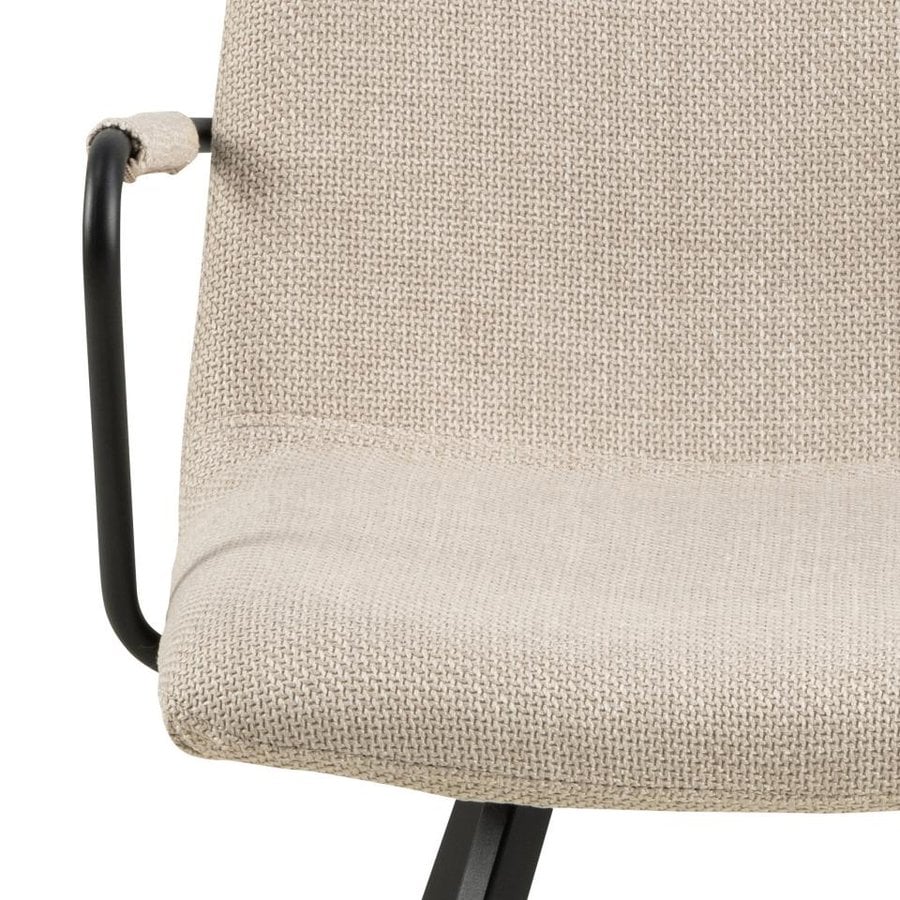 Selina Spisebordsstol Beige Stof Armlæn Stel