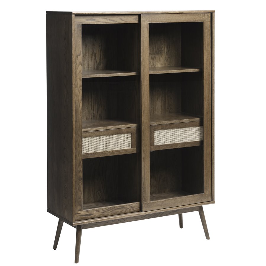 Shenzhen Vitrineskab Røget Egetræ Glas