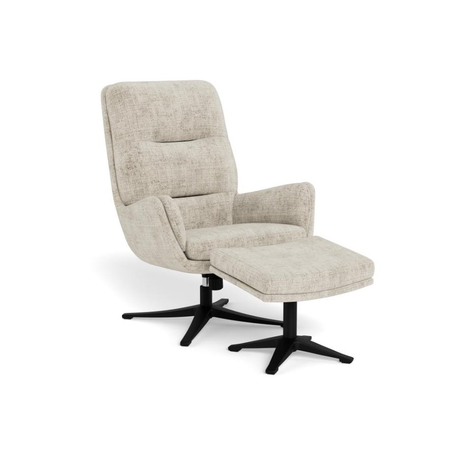 Suton Recliner Fodskammel Beige Stof Drejefunktion