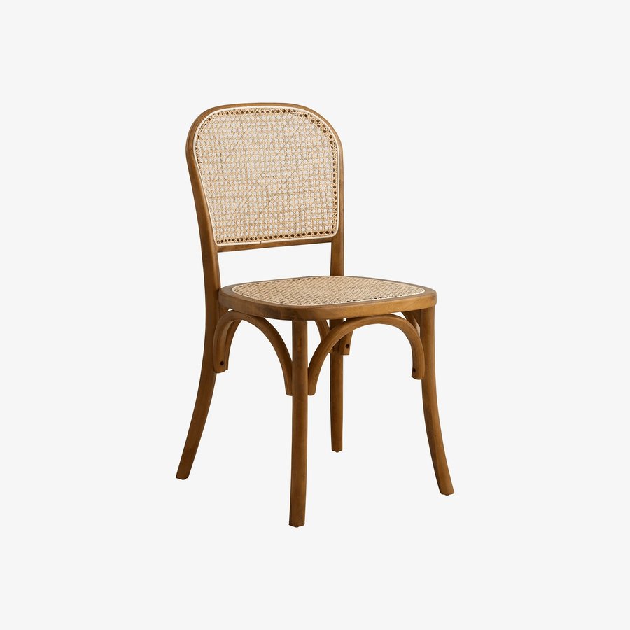 WICKY Spisebordsstol i Birketræ med Sæde & Ryg i Flet fra Nordal | 50x44x86 cm hos uniquebeds, home & living - Billede 1