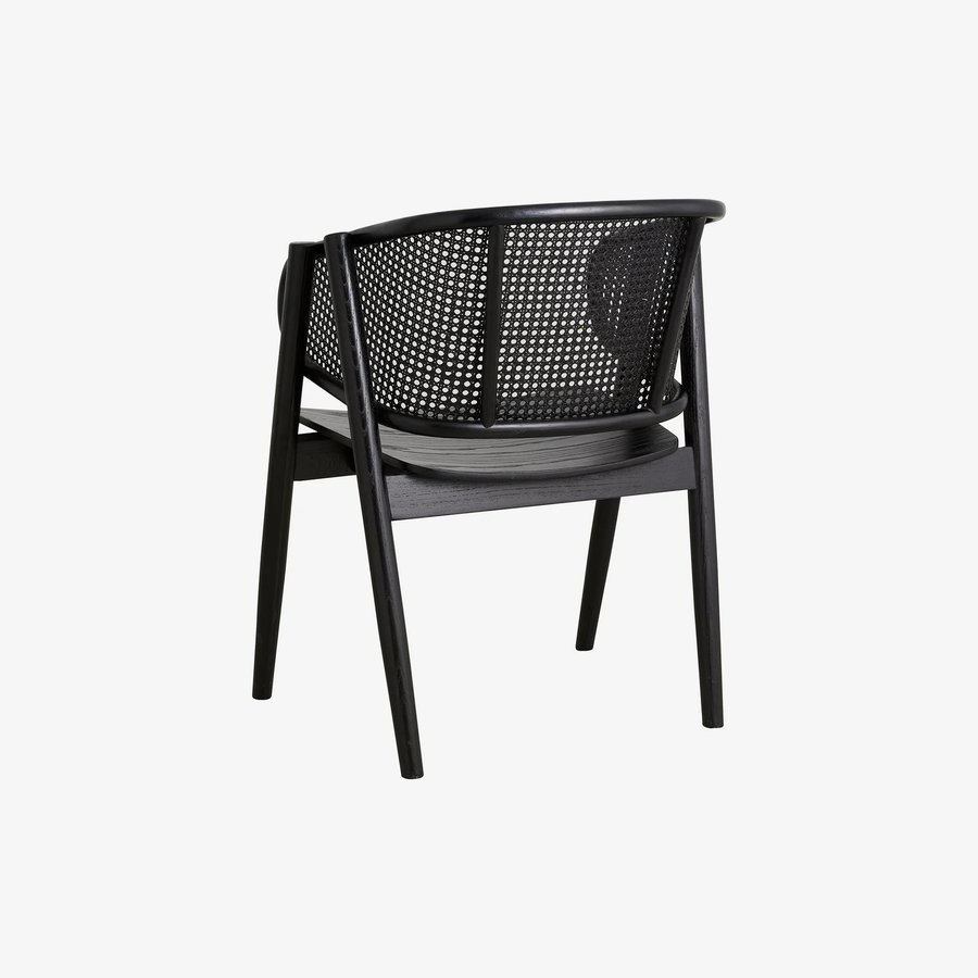 WICKY Spisebordsstol med Armlæn i Sortlakeret Birketræ & Ryg i Sort Flet fra Nordal | 50x44x86 cm hos uniquebeds, home & living - Billede 2