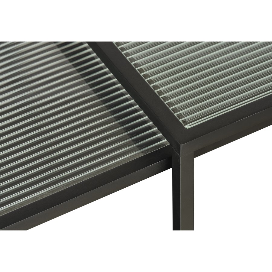 Wuhan Sidebord Sort Metal Rillet Glas