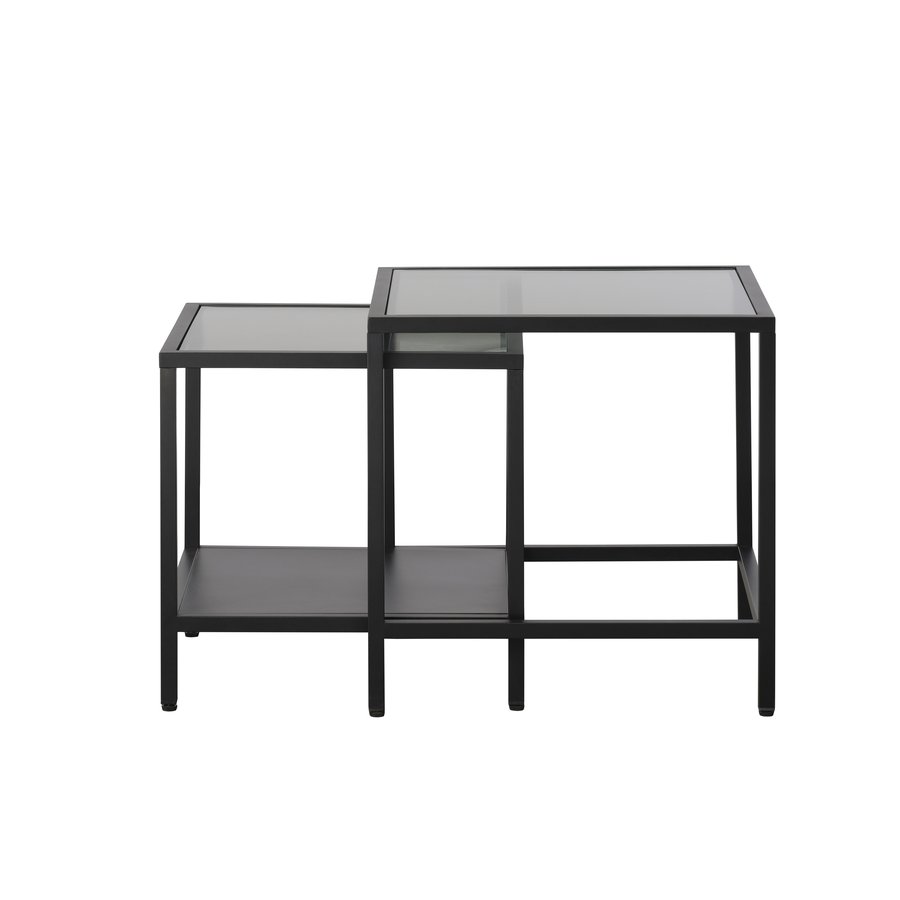 Wuhan Sidebord Sort Metal Rillet Glas