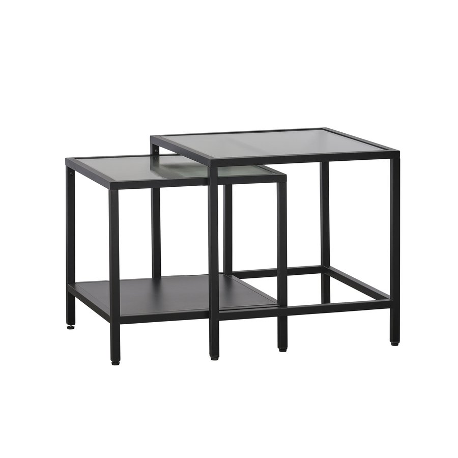 Wuhan Sidebord Sort Metal Rillet Glas