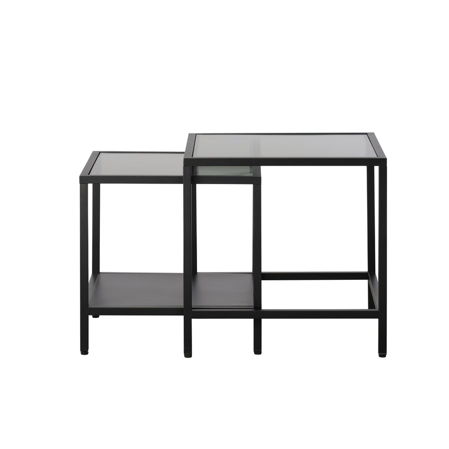 Wuhan Sidebord Sort Metal Rillet Glas