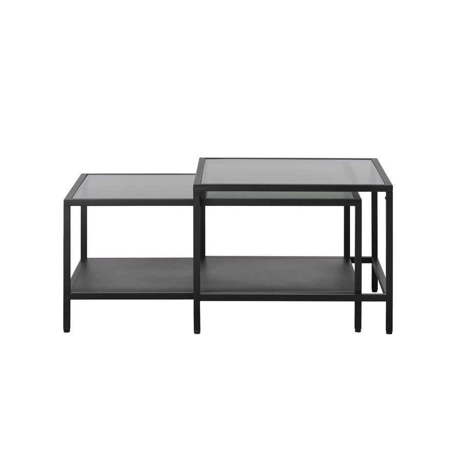 Wuhan Sofabord Sæt Sort Metal Glas